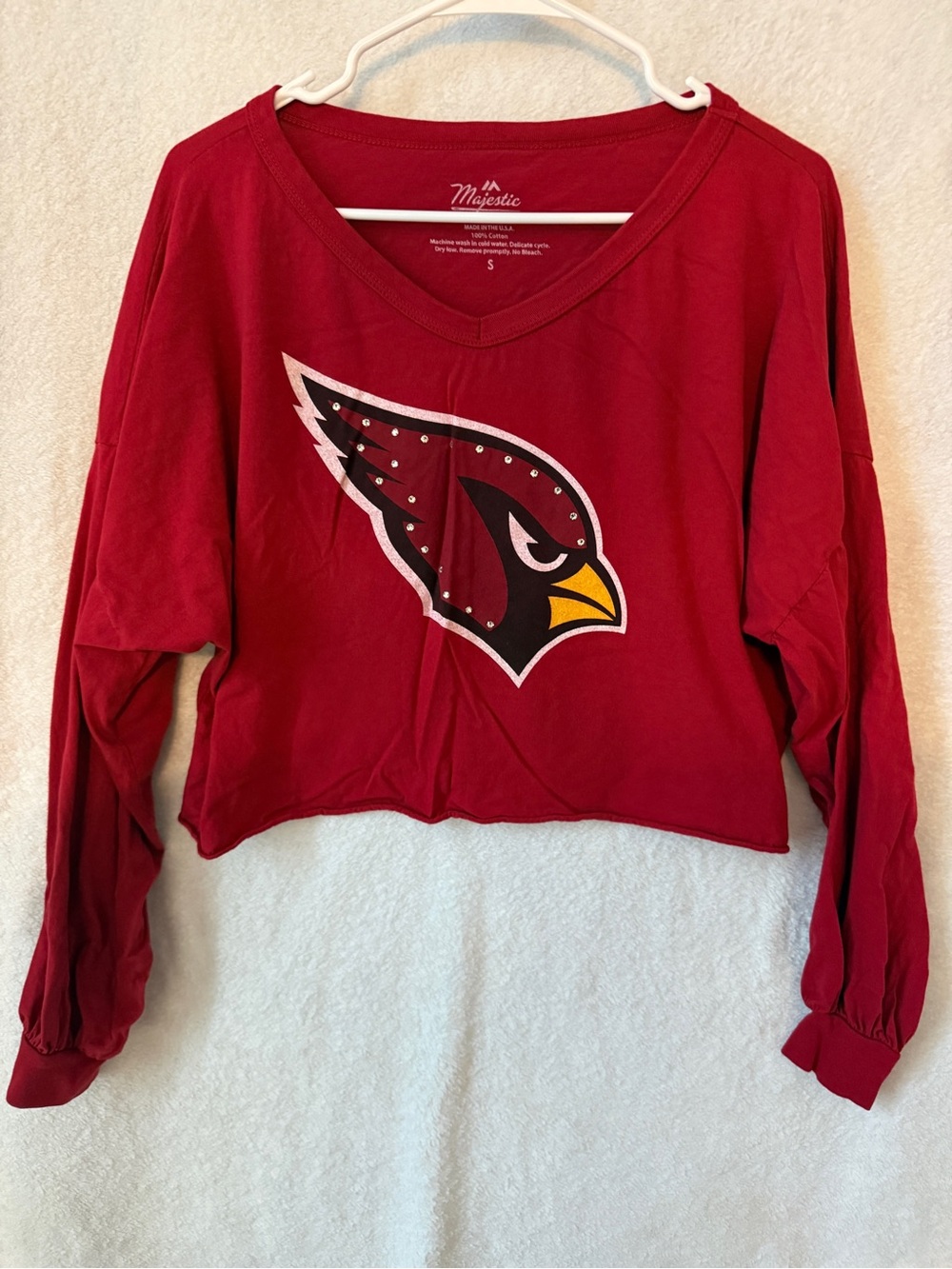 Majestic Red Arizona Cardinals V‑Neck Cropped Sweatshirt